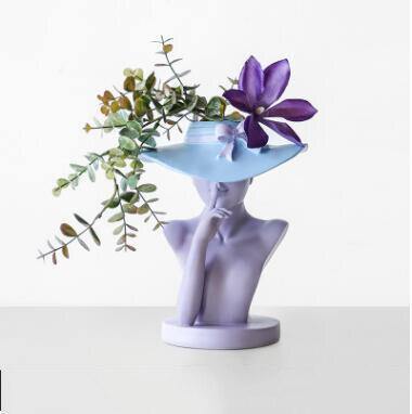 Pretty Woman Figur Blomkruka | Veska Blå med Lila Blomma