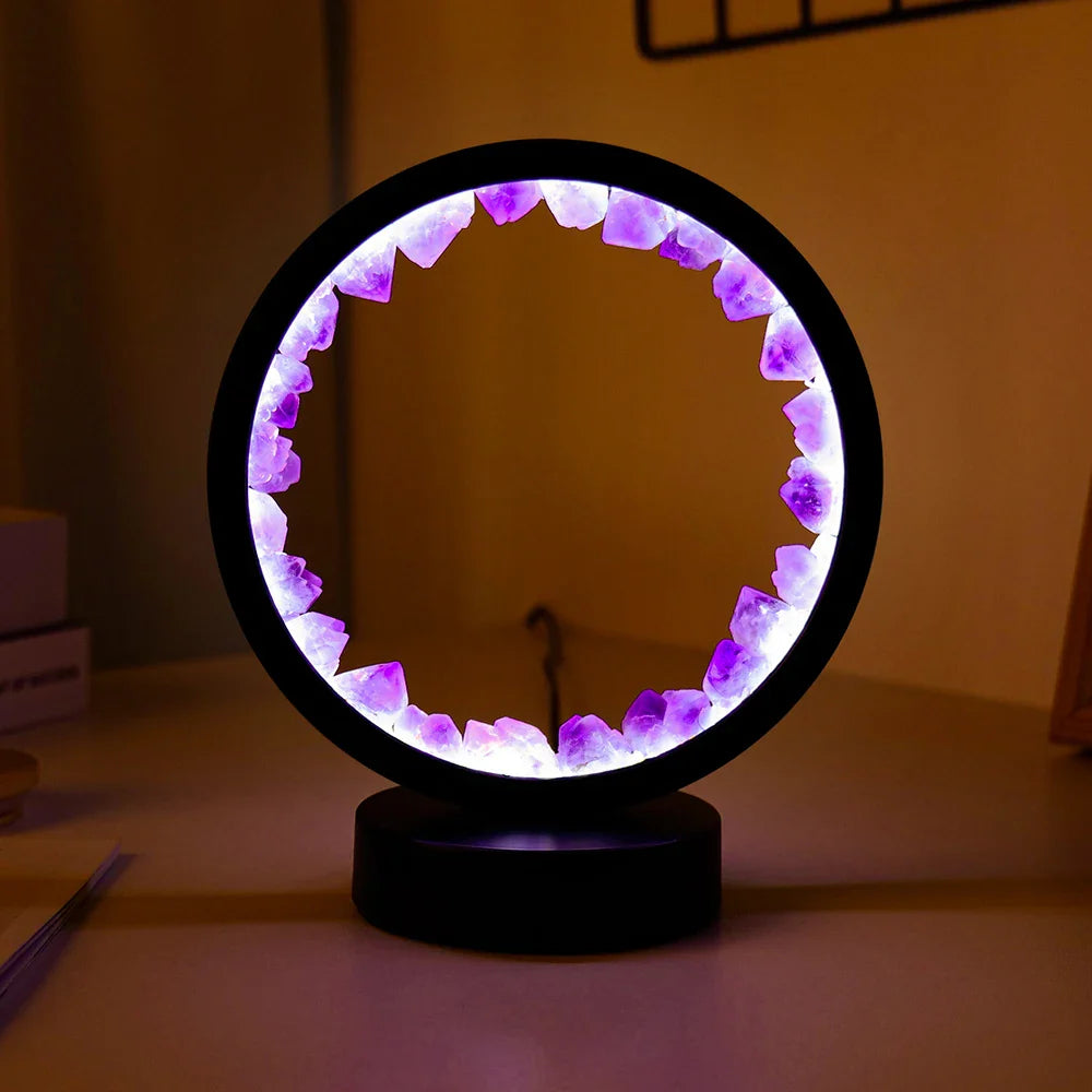 Rå Kristallskiva Lampa | Veska Amethyst kall