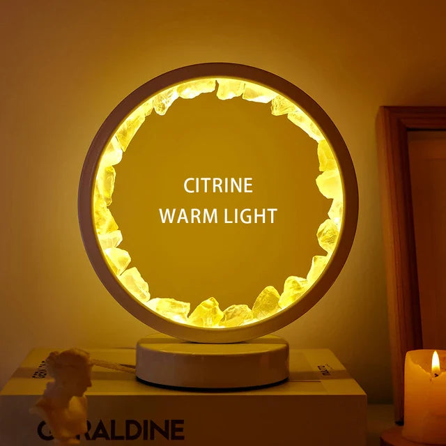 Rå Kristallskiva Lampa | Veska Citrin varm