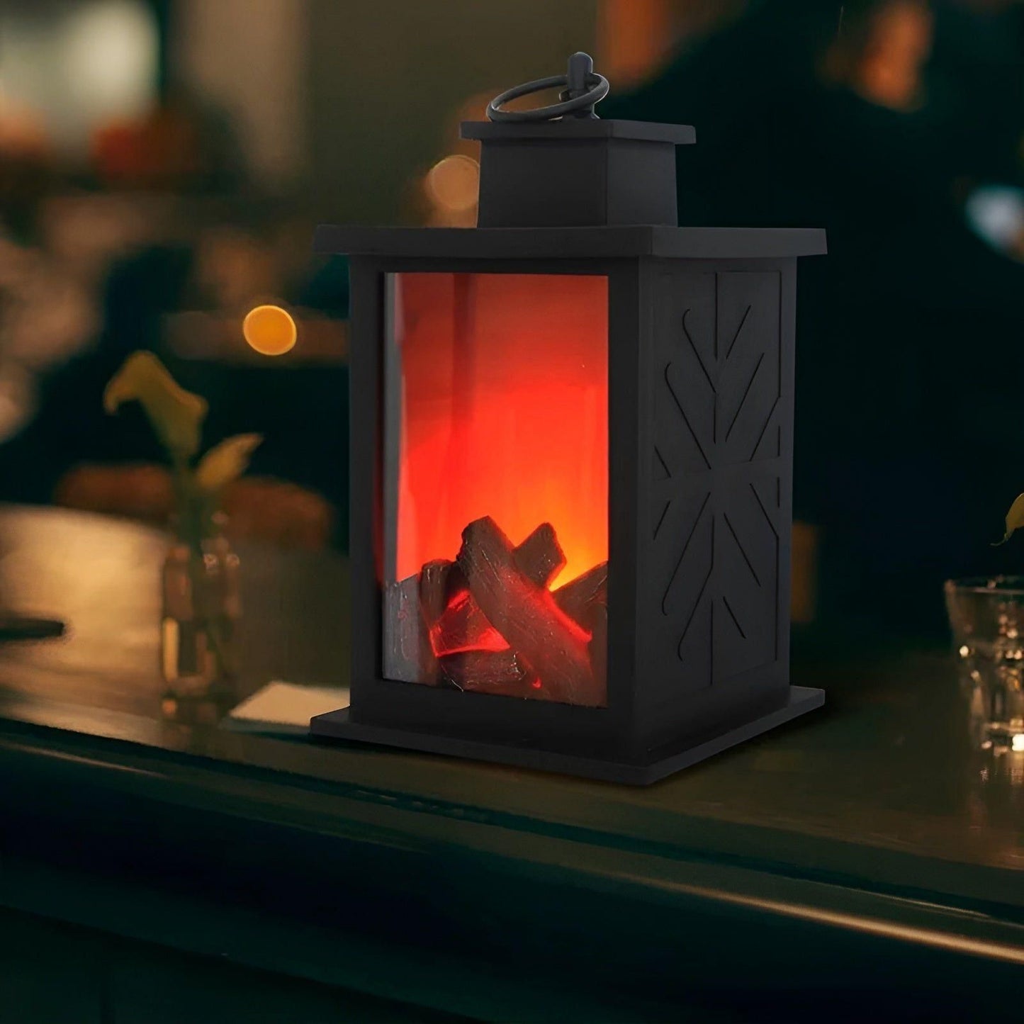 RadiantFlame LED-lampa – Realistisk flammande bordsampel för mysig atmosfärbelysning | Veska