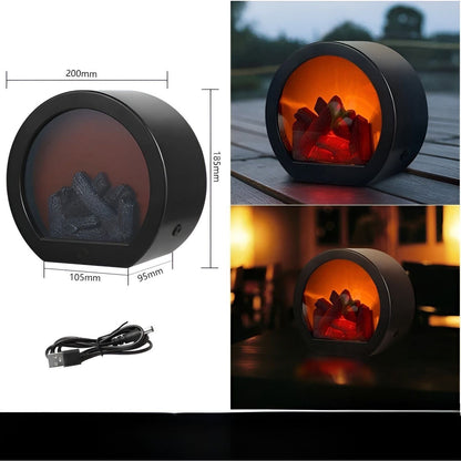 RadiantFlame LED-lampa – Realistisk flammande bordsampel för mysig atmosfärbelysning | Veska Rund
