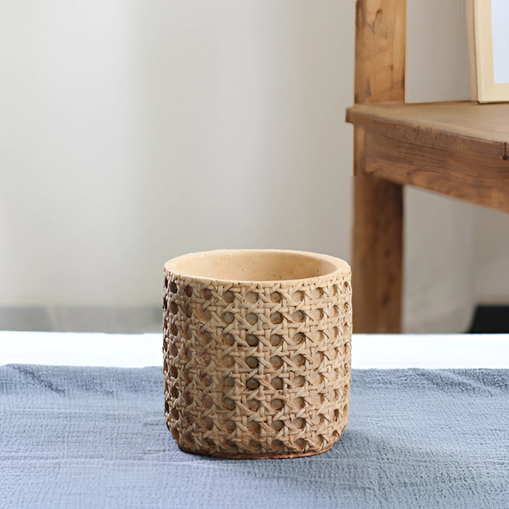 Rattan-strukturerad cementVeskaomkruka | Veska Liten Med bricka