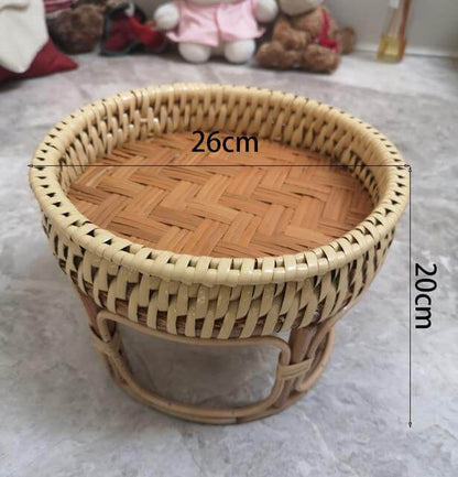 Rattanfiber Picknickbricka Bord | Veska S10-Diameter-26cm