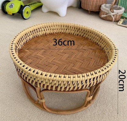 Rattanfiber Picknickbricka Bord | Veska S14-Diameter-36cm