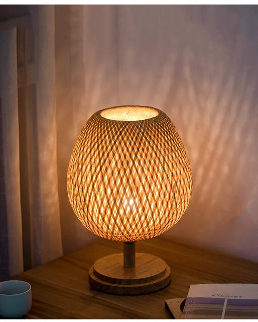Rattanlampa - Steglös dimbar korglampa för sovrum och vardagsrumsdekoration | Veska