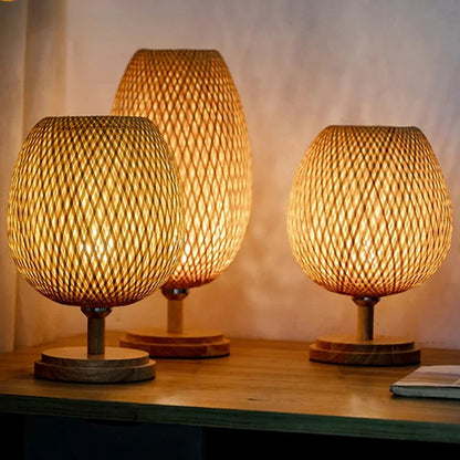 Rattanlampa - Steglös dimbar korglampa för sovrum och vardagsrumsdekoration | Veska