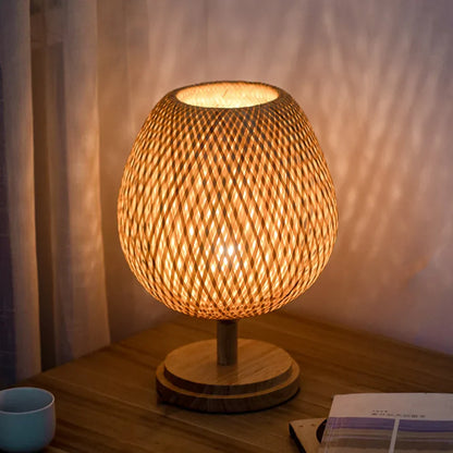 Rattanlampa - Steglös dimbar korglampa för sovrum och vardagsrumsdekoration | Veska