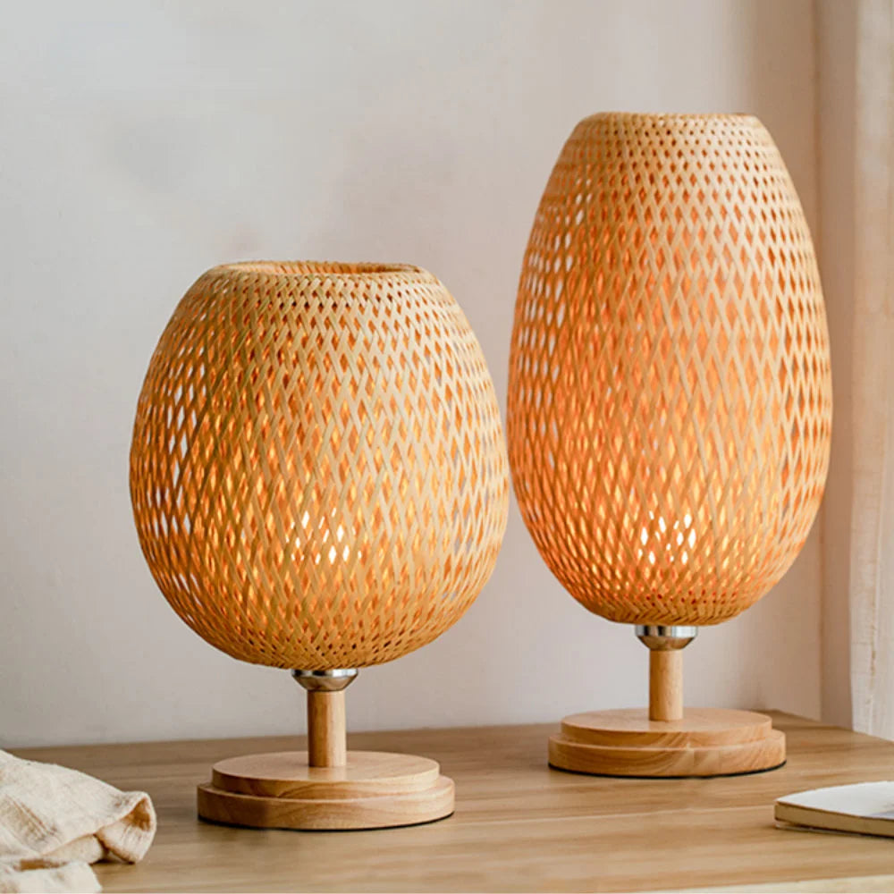 Rattanlampa - Steglös dimbar korglampa för sovrum och vardagsrumsdekoration | Veska