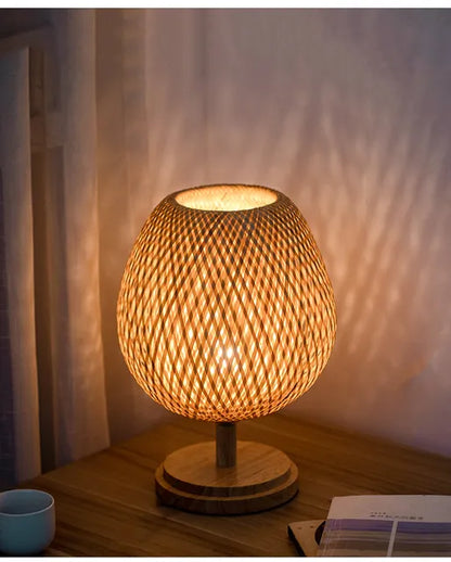 Rattanlampa - Steglös dimbar korglampa för sovrum och vardagsrumsdekoration | Veska Kort