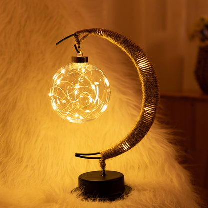 Rayvia Lunar Lamp - Halvmåne LED-ljus med glasglob för en mysig atmosfär | Veska