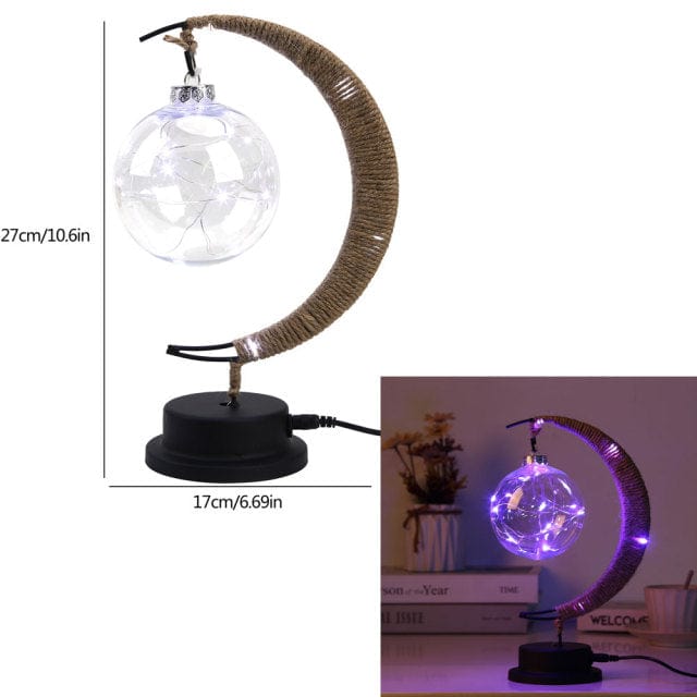 Rayvia Lunar Lamp - Halvmåne LED-ljus med glasglob för en mysig atmosfär | Veska