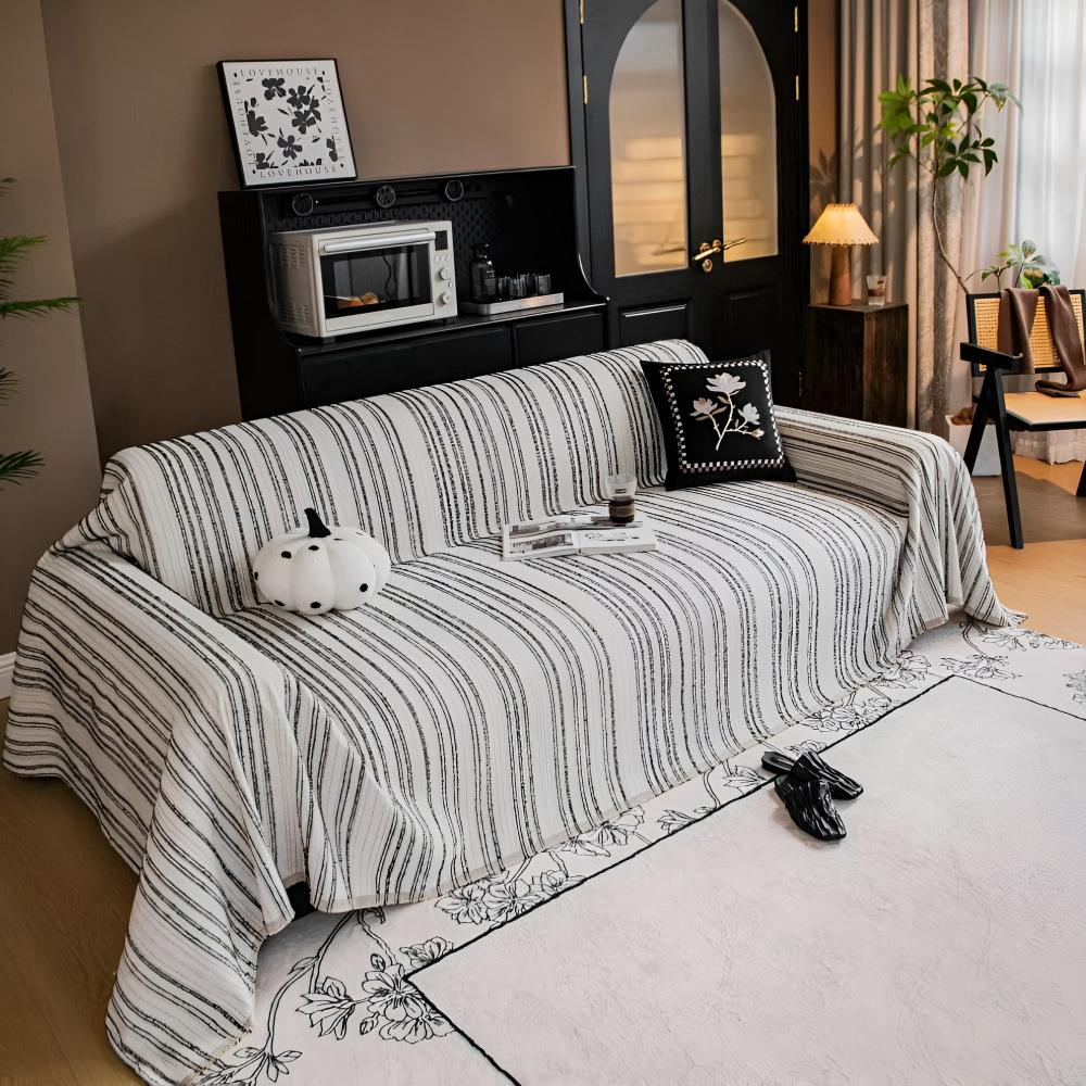 Regal Stripes Chenille Sofföverdrag | Veska Ivory randig