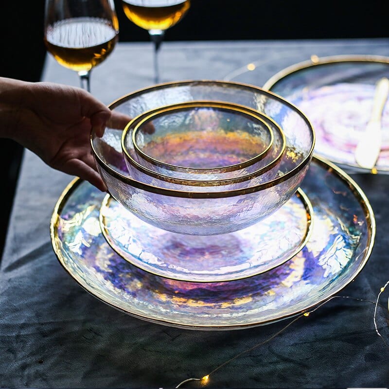 Regnbåge Glas Middagsservis Set | Veska