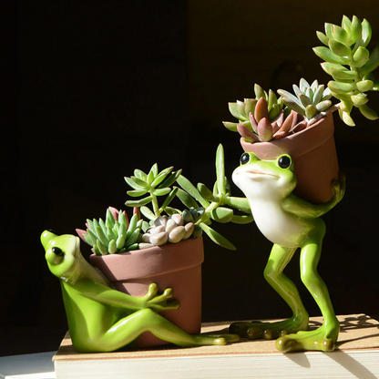 Resin Frosk Fe Blomkruka | Veska