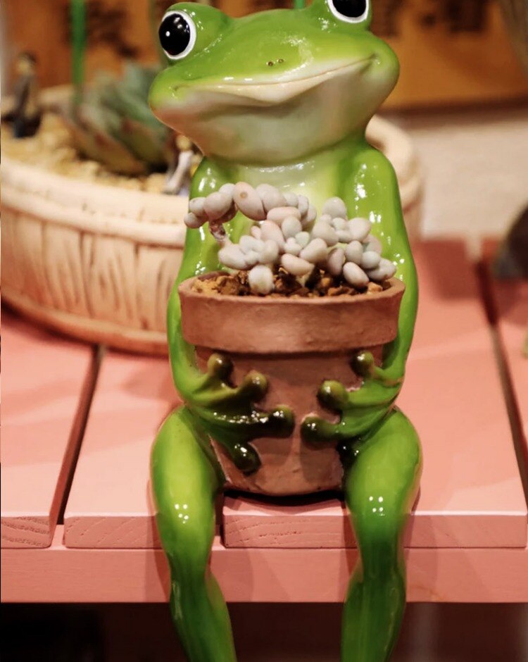 Resin Frosk Fe Blomkruka | Veska
