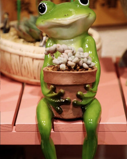 Resin Frosk Fe Blomkruka | Veska