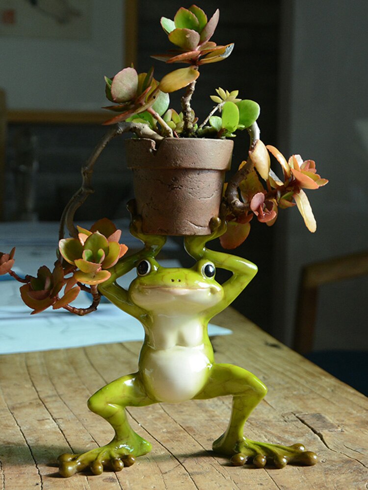Resin Frosk Fe Blomkruka | Veska