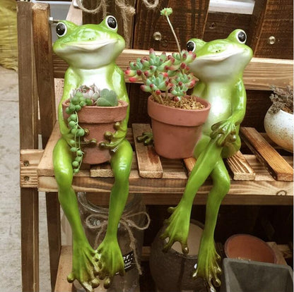 Resin Frosk Fe Blomkruka | Veska
