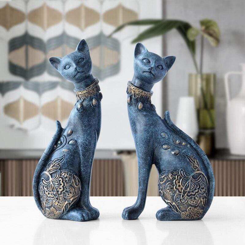 Resin Katt Figurer | Veska blå