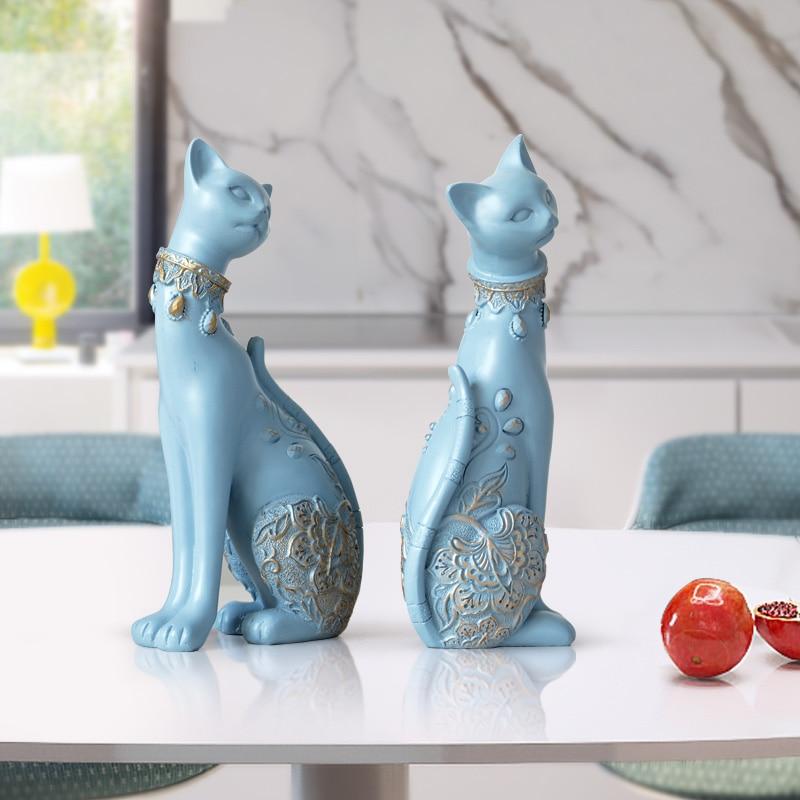 Resin Katt Figurer | Veska ljusblå