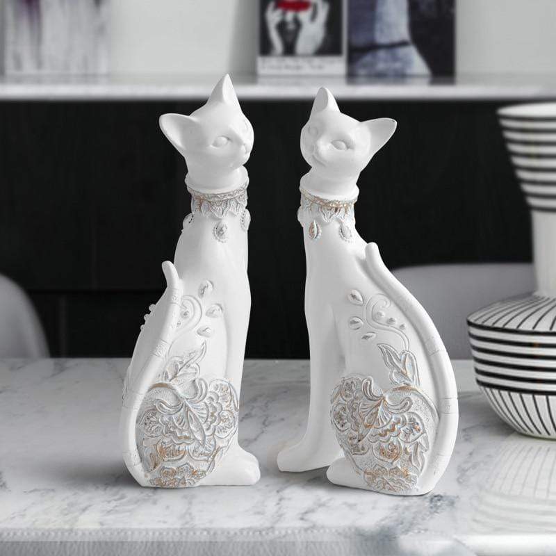 Resin Katt Figurer | Veska vit