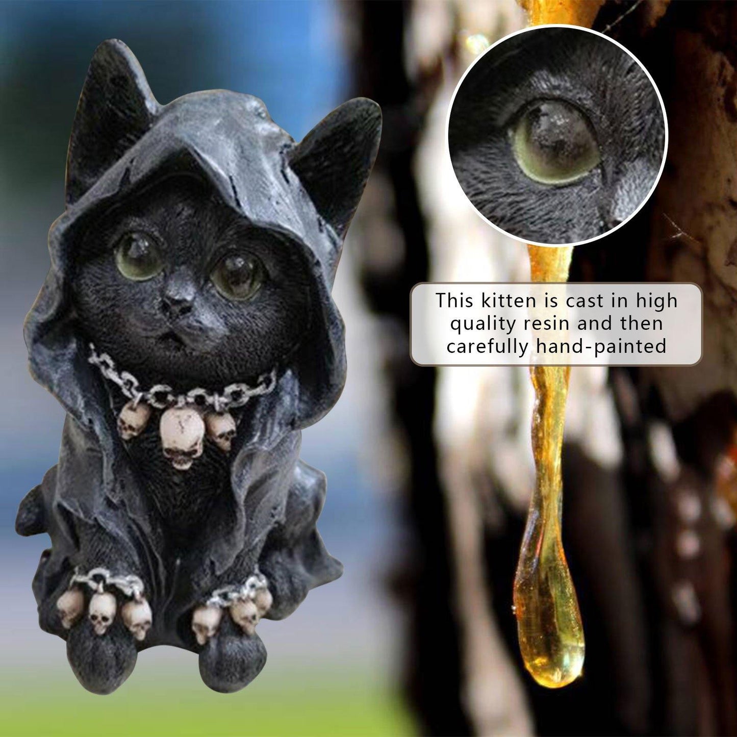 Resin Svart Katt Staty Dekor | Veska