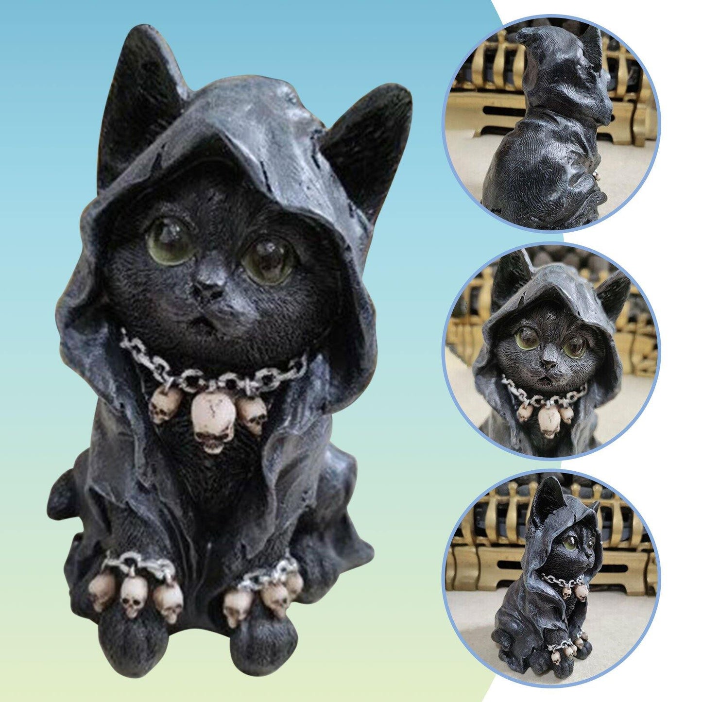 Resin Svart Katt Staty Dekor | Veska