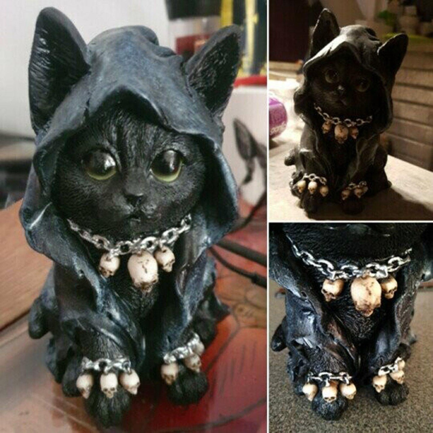 Resin Svart Katt Staty Dekor | Veska