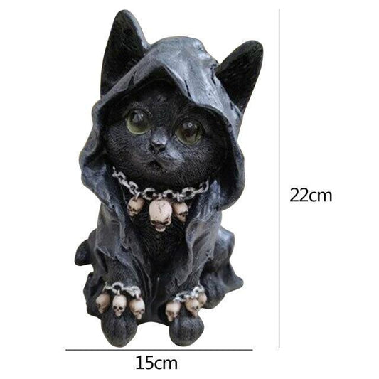 Resin Svart Katt Staty Dekor | Veska 15 x 22cm