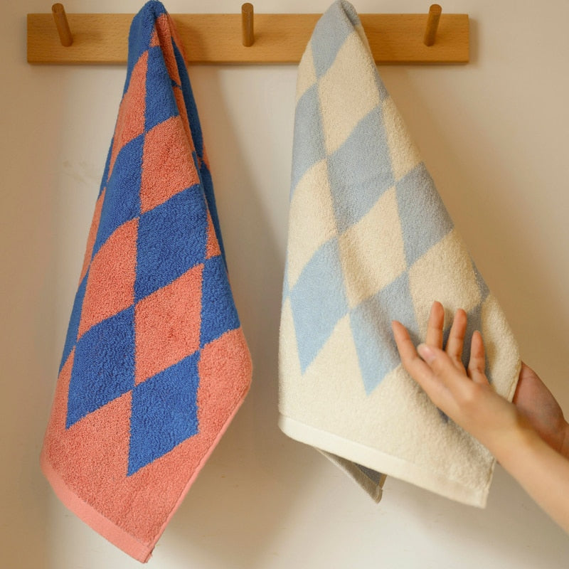 Retro Diamond Badhandduk | Veska vit blå 35x76cm x 2st