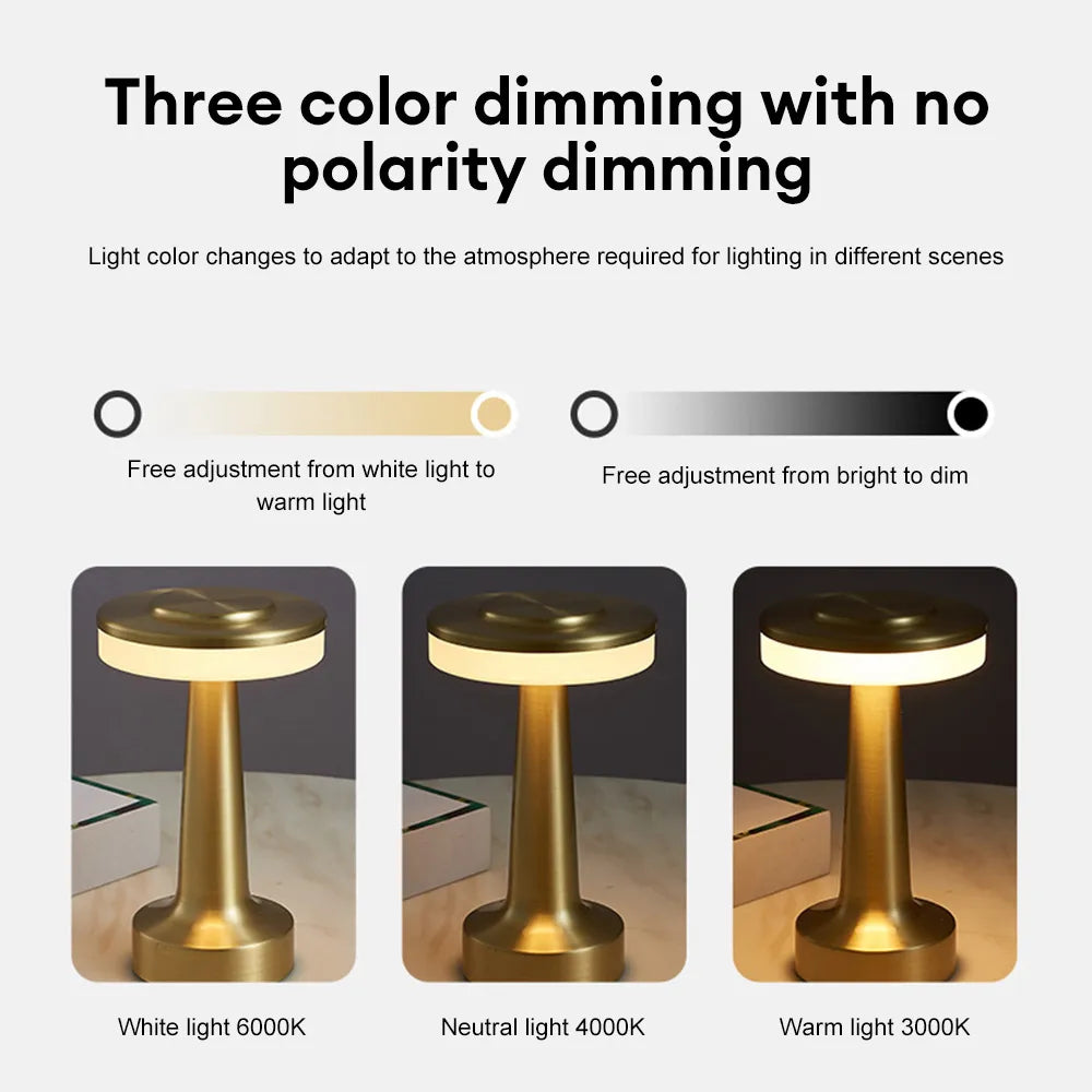 Retro LED Bordslampa USB-uppladdningsbar Oändligt dimbar Nattlampa Campinglampa Lämplig för Bar LampaSovrum Omnämnd Ljus | Veska