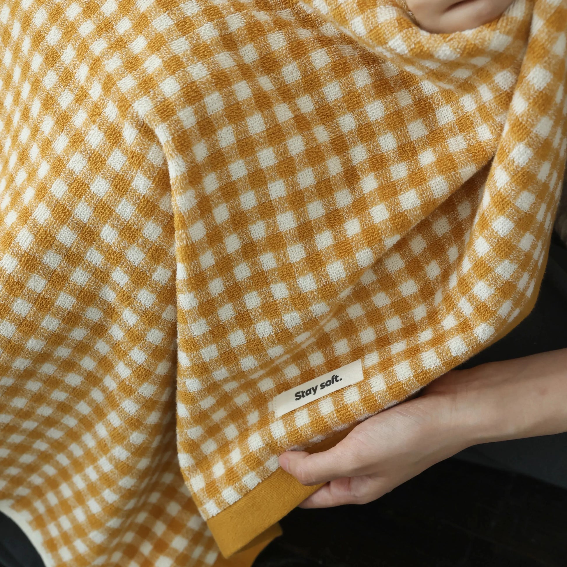 Retro Liten Rutigt Bomullshandduk – Mjuk & Absorberande Hushållshandduk | Veska
