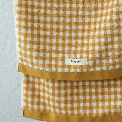 Retro Liten Rutigt Bomullshandduk – Mjuk & Absorberande Hushållshandduk | Veska Gul