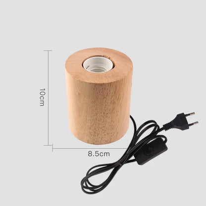 Retro Trä Bordslampa med Ljusboll – Dekorativ Belysning för Hemmet | Veska B 10 x 8.5 cm EU-plugg