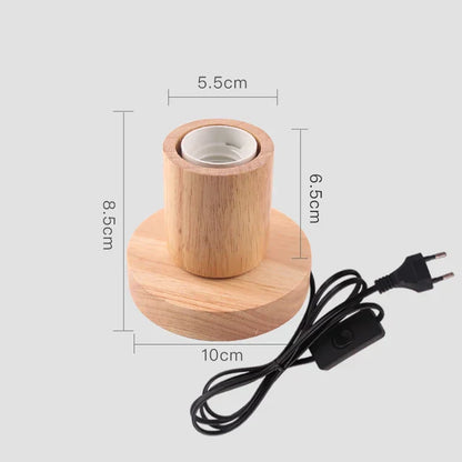 Retro Trä Bordslampa med Ljusboll – Dekorativ Belysning för Hemmet | Veska C 8.5 x 10 cm EU-plugg