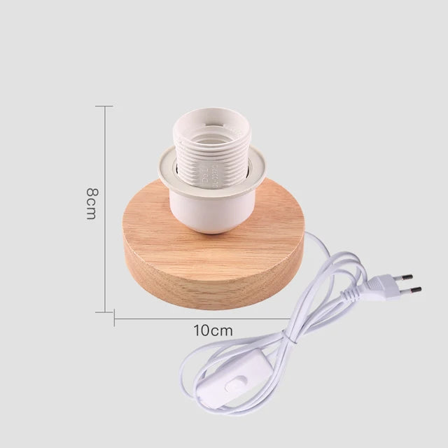 Retro Trä Bordslampa med Ljusboll – Dekorativ Belysning för Hemmet | Veska E 8 x 10 cm EU-plugg