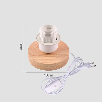 Retro Trä Bordslampa med Ljusboll – Dekorativ Belysning för Hemmet | Veska E 8 x 10 cm EU-plugg