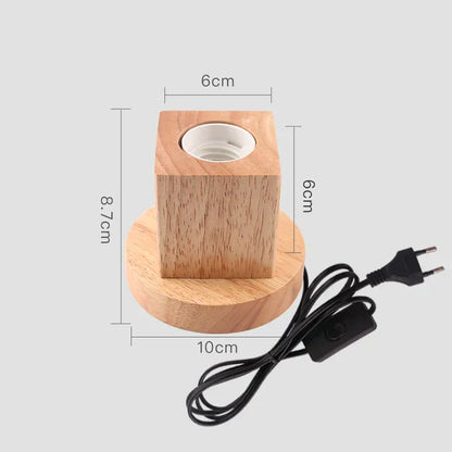 Retro Trä Bordslampa med Ljusboll – Dekorativ Belysning för Hemmet | Veska