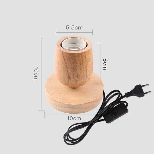Retro Trä Bordslampa med Ljusboll – Dekorativ Belysning för Hemmet | Veska En 10 x 10 cm EU-plugg