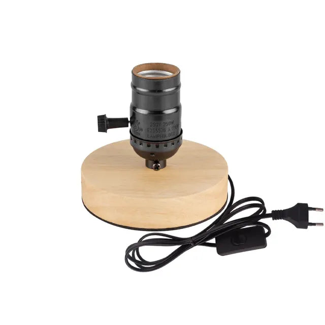 Retro Trä Bordslampa med Ljusboll – Dekorativ Belysning för Hemmet | Veska H 8 x 10 cm EU-plugg