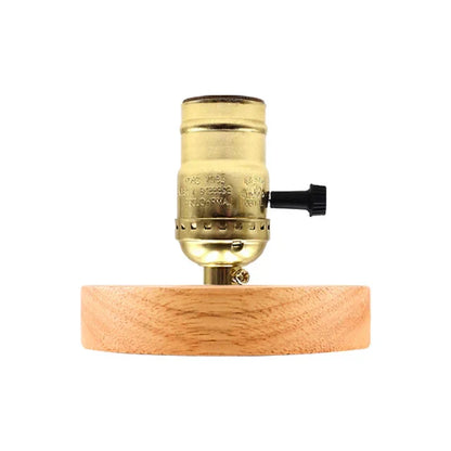 Retro Trä Bordslampa med Ljusboll – Dekorativ Belysning för Hemmet | Veska J 8 x 10 cm EU-plugg