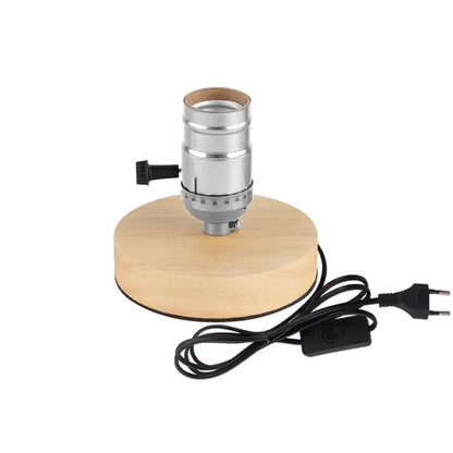 Retro Trä Bordslampa med Ljusboll – Dekorativ Belysning för Hemmet | Veska K 8 x 10 cm EU-plugg