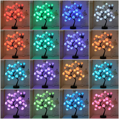 RGB Ros Blomma Träd Lampor 24LED USB Batteri Bordslampa Älva Nattljus Hem Fest Jul Bröllop Sovrumsdekoration Gåva | Veska