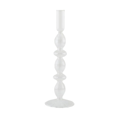 Ribbade Glasljusstakar - Pastell | Veska B - Klart glas