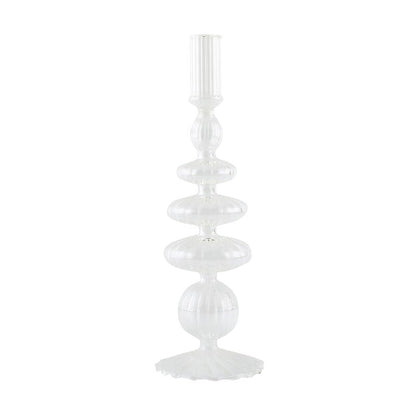 Ribbade Glasljusstakar - Pastell | Veska C - Klart glas
