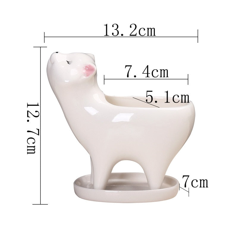 Rising Cat Keramisk Blomkruka | Veska Vit
