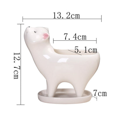 Rising Cat Keramisk Blomkruka | Veska Vit
