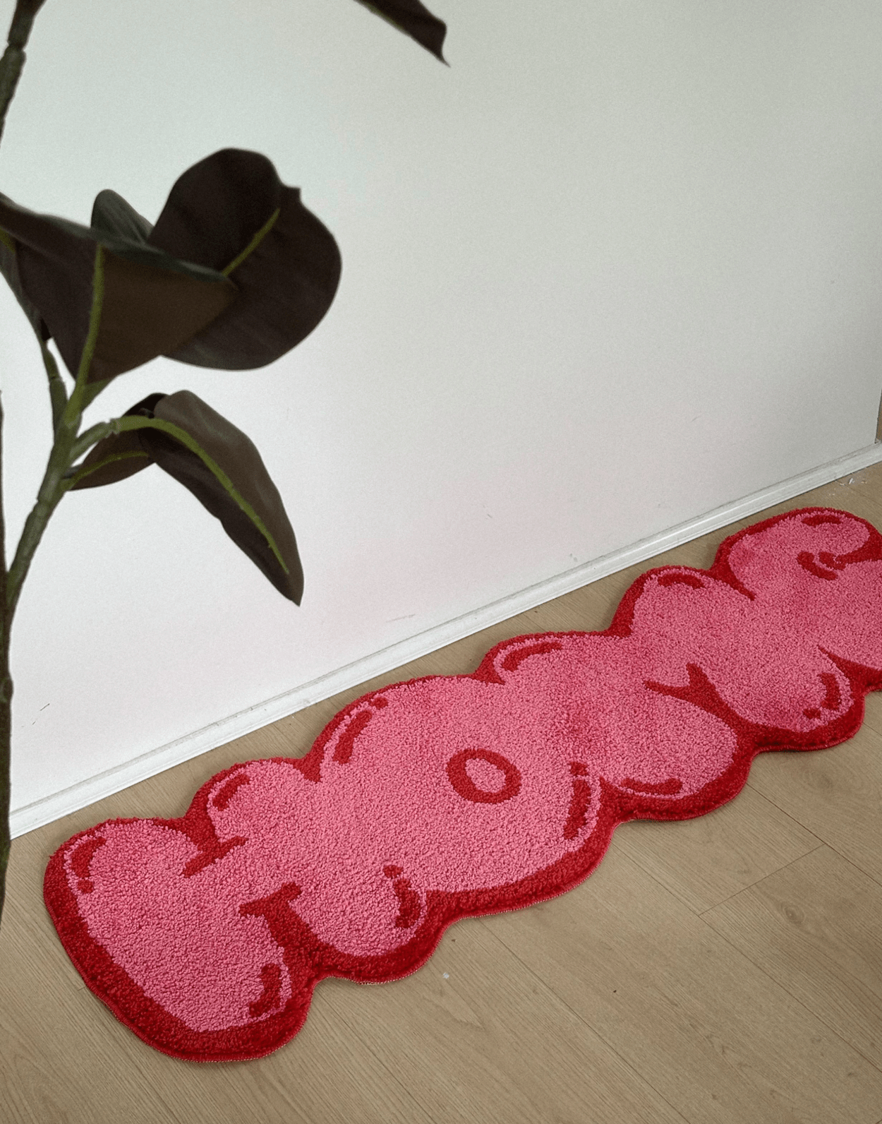 Rosa tuftad "HOME" ballongtextmatta | Veska