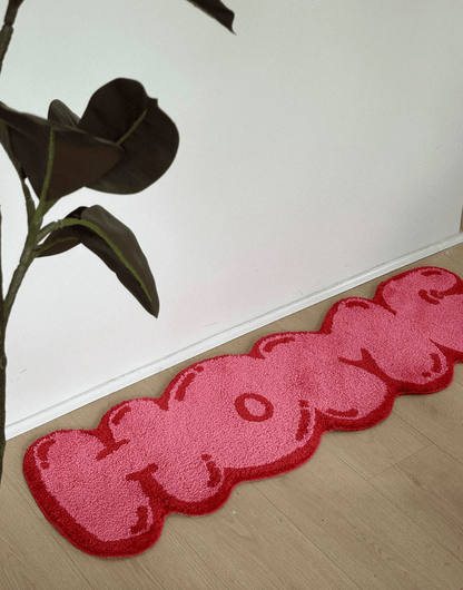 Rosa tuftad "HOME" ballongtextmatta | Veska