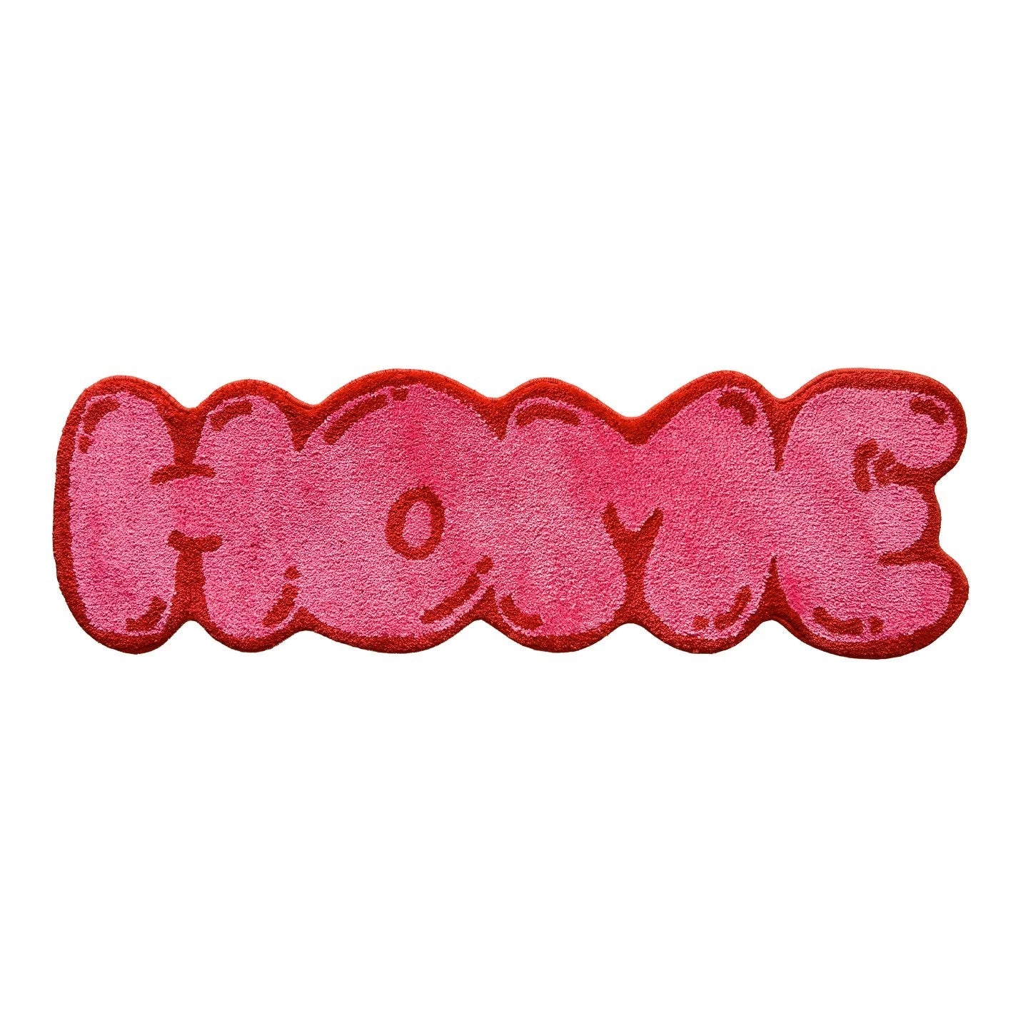 Rosa tuftad "HOME" ballongtextmatta | Veska Rosa 40x130cm